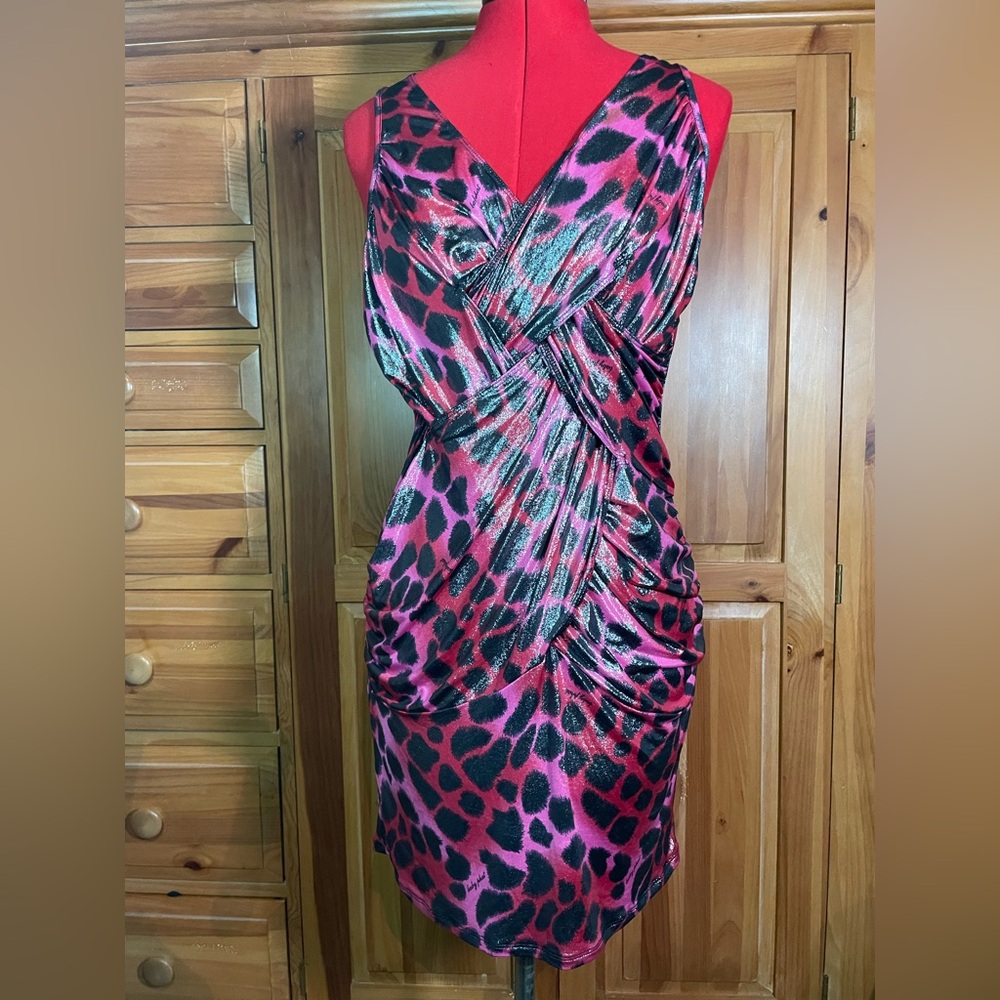 Baby Phat Pink and Black Animal Print Mini Dress